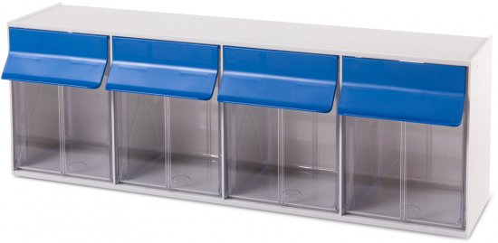 מערכת רב תאים 4 + ידית Logistiplast - צבע שקוף כחול