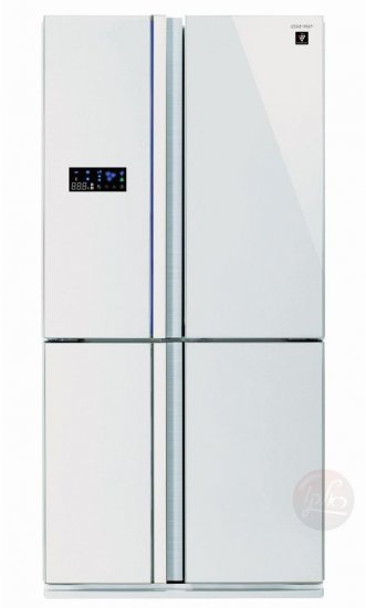 מקרר 4 דלתות מקפיא תחתון 610 ליטר Sharp SJ-R8912 - זכוכית לבנה