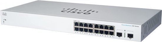 מתג חכם Cisco Business 16-Port Gigabit PoE RJ45 + 2-Port Gigabit SFP CBS220-16P-2G-EU