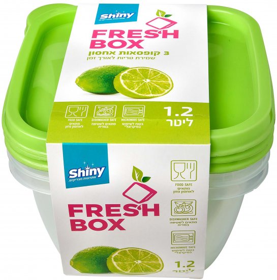 סט 3 קופסאות אחסון Shiny צבע ירוק - נפח 1.2 ליוטר