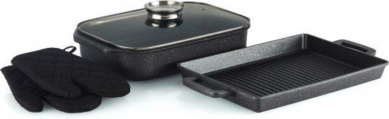 סט 5 חלקים - פלנצ'ה + רוסטר עם מכסה + כפפות Soltam Richstone