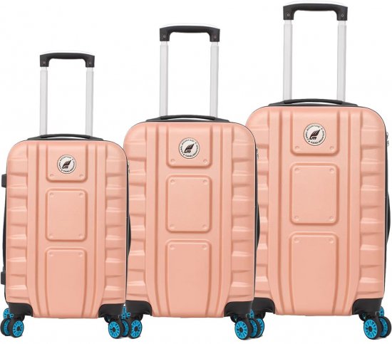 סט מזוודות קשיחות 20+24+28 אינץ' דגם Cross Over מבית Camel Mountain - צבע ורוד