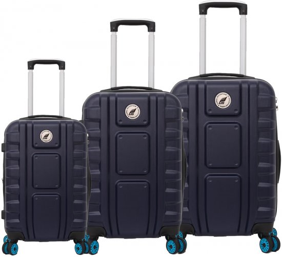 סט מזוודות קשיחות 20+24+28 אינץ' דגם Cross Over מבית Camel Mountain - צבע כחול כהה