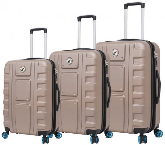 סט מזוודות קשיחות 20+24+28 אינץ' דגם Cross Over מבית Camel Mountain - צבע שמפניה