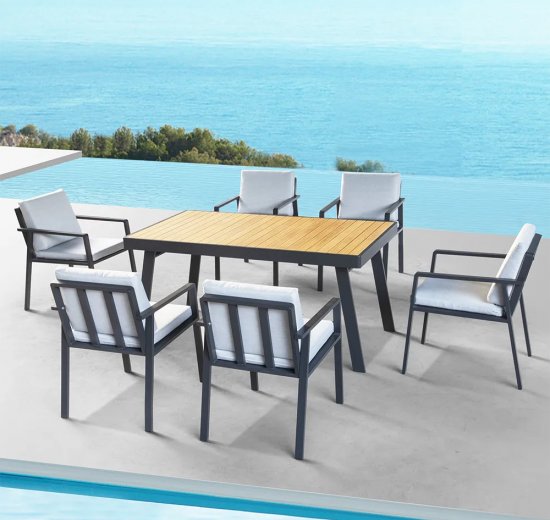 פינת ישיבה גן 6 כסאות עם שולחן דגם נופר Mira