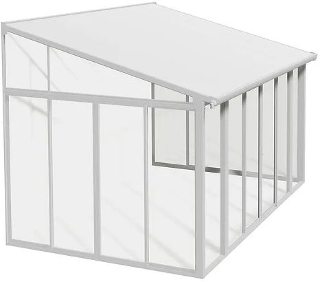 פרגולה אלומיניום סגורה עם קירוי שקוף דגם SanRemo בגודל 435X300 ס''מ מבית Palram - צבע לבן