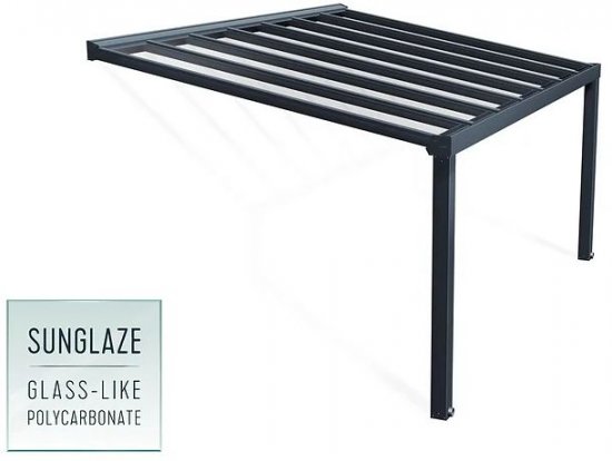 פרגולה אלומיניום עם קירוי שקוף דגם Stockholm בגודל 515X341.5 ס''מ מבית Palram - צבע אפור