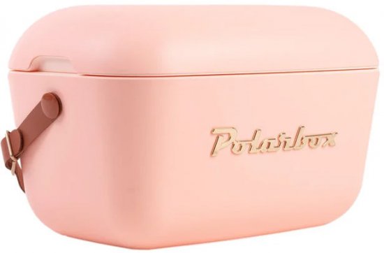 צידנית מעוצבת עם רצועת עור 12 ליטר Polarbox - Limited Edition - צבע קורל וזהב