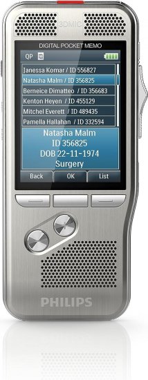 רשמקול מנהלים דיגיטלי עם הקלטה Philips DPM8000 3D - צבע כסוף - כרטיס זיכרון Micro-SD בנפח 4GB כלול בערכה
