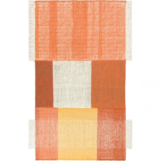 שטיח קילים סקנדינבי 21 כתום/צהוב/לבן עם פרנזים 200*290 ס"מ - XL