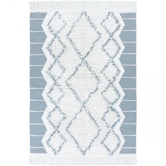 שטיח קילים סקנדינבי 25 כחול/לבן עם פרנזים 160*230 ס"מ - L