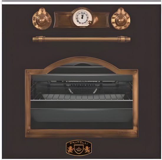 תנור אפייה בנוי 60 ליטר 5 תוכניות 60 ס''מ Fratelli Country - צבע שחור עם ידיות ברונזה