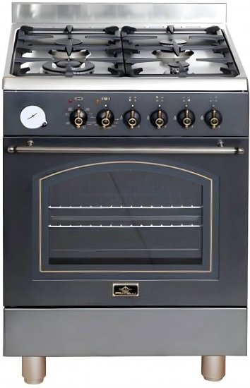 תנור משולב כיריים גז 60 ס''מ 57 ליטר 8 תוכניות 4 מבערים Fratelli PR664 - צבע שחור