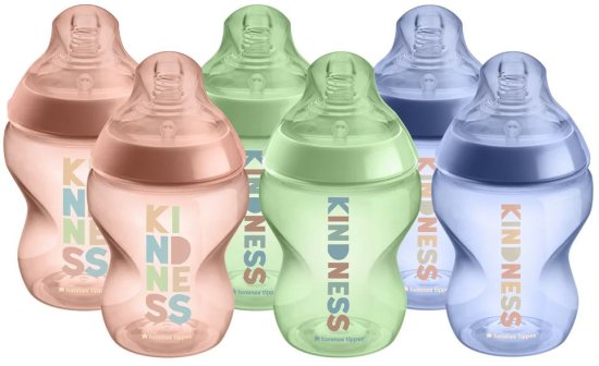 6 בקבוקי האכלה 260 מ''ל Tommee Tippee Closer To Nature Kindness - צבעי פסטל