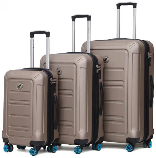 סט מזוודות קשיחות 20+24+28 אינץ' דגם Miracle מבית Camel Mountain – צבע שמפניה