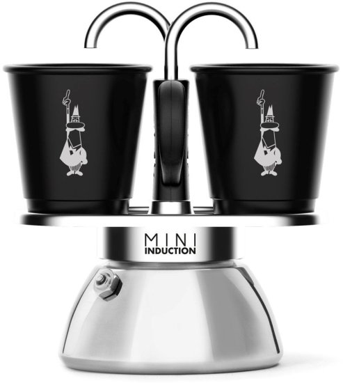 מקינטה ל-2 כוסות קפה (כלולות) Bialetti Induction Mini Express - כסוף/שחור
