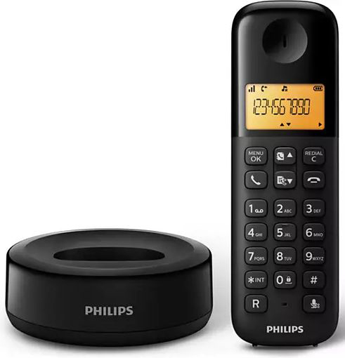 טלפון אלחוטי Philips Cordless Dect Phone D1601B/01 - צבע שחור