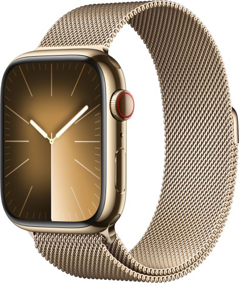 שעון חכם Apple Watch 45mm Series-9 GPS+Cellular צבע שעון Gold Stainless Steel Case צבע רצועה Gold Milanese Loop גודל רצועה One Size - מכירה מוקדמת - אספקה החל מתאריך 12.10.2023