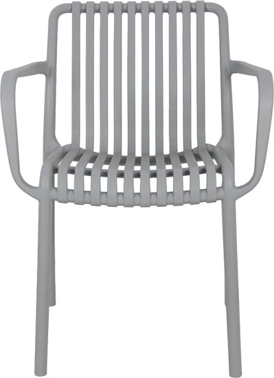 כיסא לגינה ולבית עם ידיות Mira דגם PP-776A - צבע אפור בהיר