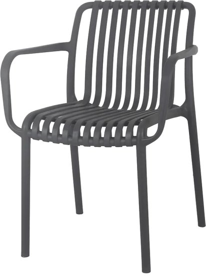כיסא לגינה ולבית עם ידיות Mira דגם PP-776A - צבע אפור פחם
