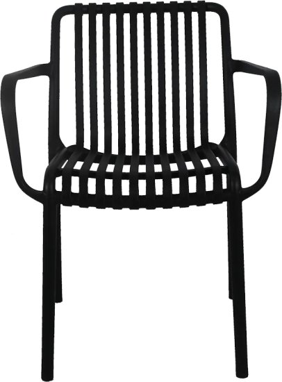 כיסא לגינה ולבית עם ידיות Mira דגם PP-776A - צבע אפור שחור