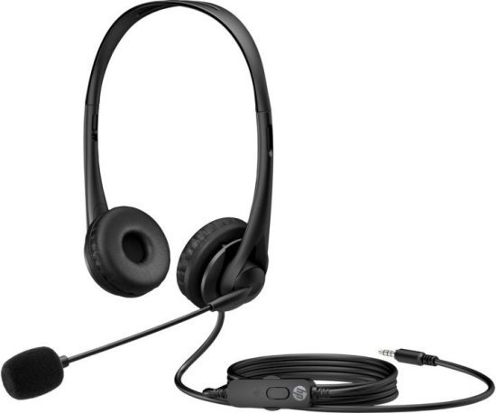 אוזניות חוטיות למחשב עם מיקרופון מובנה HP G2 - צבע שחור