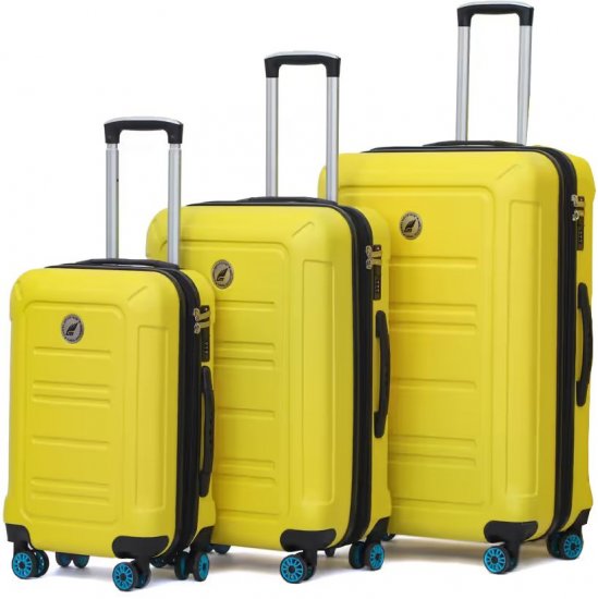 סט מזוודות קשיחות 20+24+28 אינץ' דגם Miracle מבית Camel Mountain – צבע צהוב