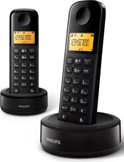 טלפון אלחוטי עם שלוחה Philips Cordless Dect Phone D1602B/01 - צבע שחור