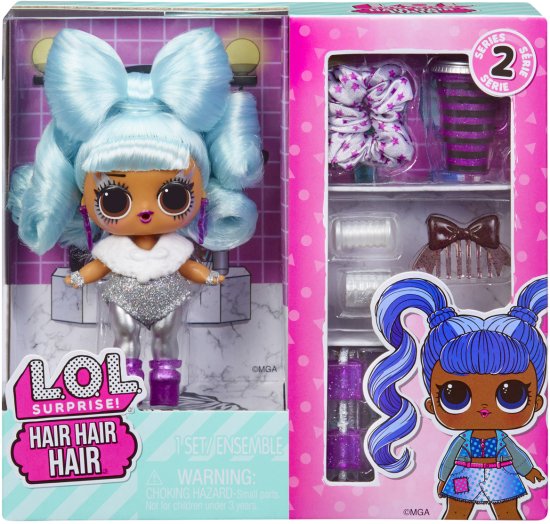 בובת L.O.L. Surprise שיער עם 10 הפתעות - כחול בהיר