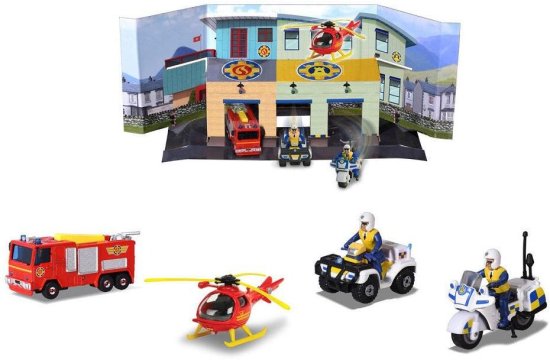 סמי הכבאי - 4 רכבי חירום ומשטרה עם 2 דמויות מבית Dickie