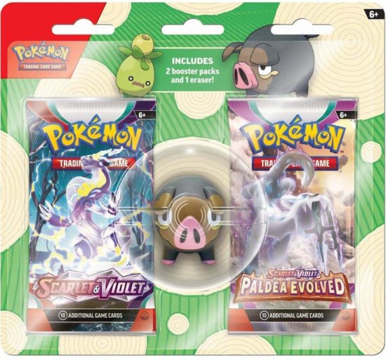 קלפי אספנות פוקימון + מחק Pokemon Scarlet & Violet Back to School Eraser and Booster Set – Lechonk
