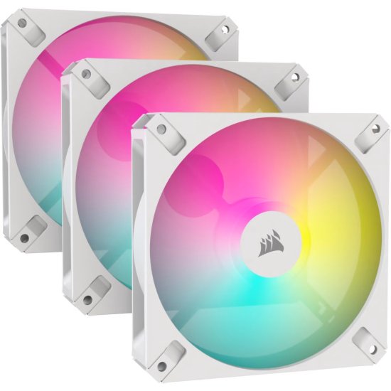 שלושה מאווררים למארז Corsair iCUE AR120 RGB 120mm 1850RPM - צבע לבן