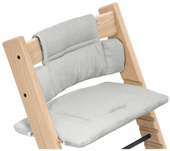 כרית ריפוד ועיצוב מ-100% כותנה אורגנית לכיסא אוכל Stokke Tripp Trapp - צבע אפור קווים