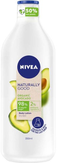 תחליב גוף לעור יבש מועשר באבוקדו Nivea Naturally Good - נפח 350 מ''ל