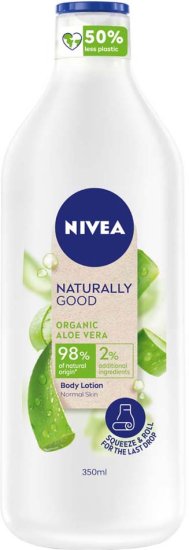 תחליב גוף לעור רגיל עד יבש מועשר באלוורה אורגנית Nivea Naturally Good - נפח 350 מ''ל