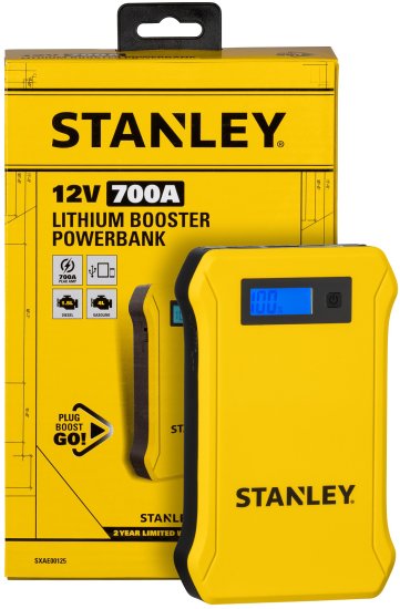 בוסטר התנעה מקצועי 700A להתנעת הרכב כולל פנס וחיבורי USB דגם SXAE00125 מבית Stanley