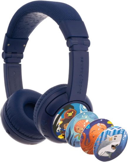 אוזניות אלחוטיות לילדים BuddyPhones Play+ Wireless Bluetooth  - צבע כחול כהה
