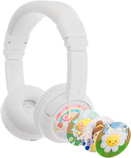 אוזניות אלחוטיות ומתקפלות לילדים BuddyPhones Play+ Wireless Bluetooth - צבע לבן