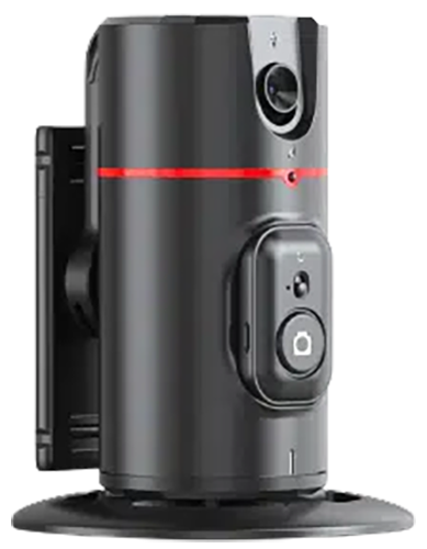 מעמד שולחני לסמארטפון עם חיישן תנועה לוולוגינג עוקב 360° דגם P02 - צבע שחור - כולל שלט Bluetooth