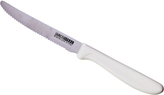 סכין רב שימושית משוננת קצה מעוגל 11 ס''מ דגם Pro Sandwich מבית Arcosteel - צבע לבן