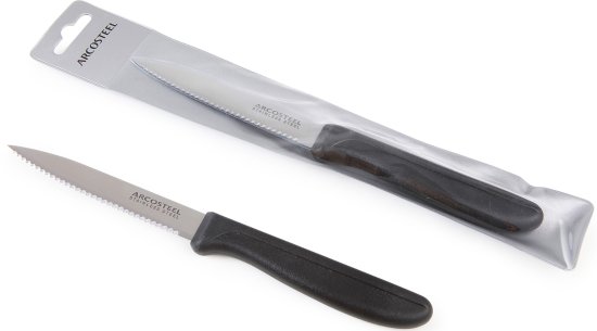 סכין רב שימושית משוננת להב שפיץ 10 ס''מ דגם Pro Fruit מבית Arcosteel - צבע שחור