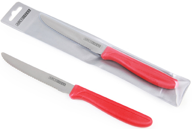 סכין רב שימושית משוננת קצה מעוגל 11 ס''מ דגם Pro Sandwich מבית Arcosteel - צבע אדום