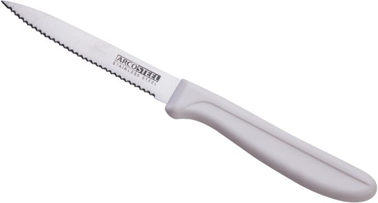 סכין רב שימושית משוננת להב שפיץ 10 ס''מ דגם Pro Fruit מבית Arcosteel - צבע לבן