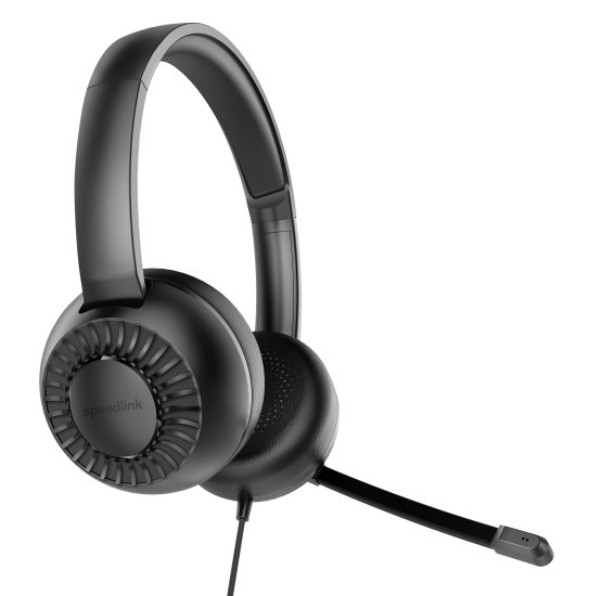 אוזניית קשת Over-Ear עם מיקרופון ומתאם SpeedLink Metis USB - שחור