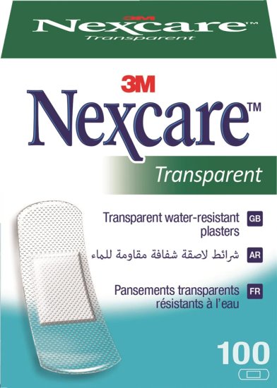 פלסטרים שקופים עמידים למים מבית Nexcare - סך הכל 100 יחידות