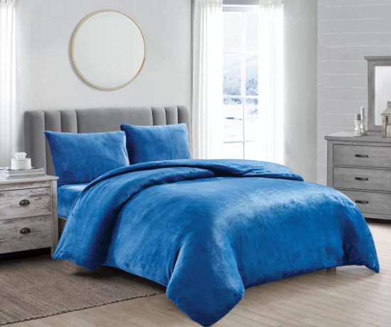 סט מצעים 3 חלקים פליז למיטה יחיד 90X200 ס''מ דגם קורל Arige Gad - צבע כחול