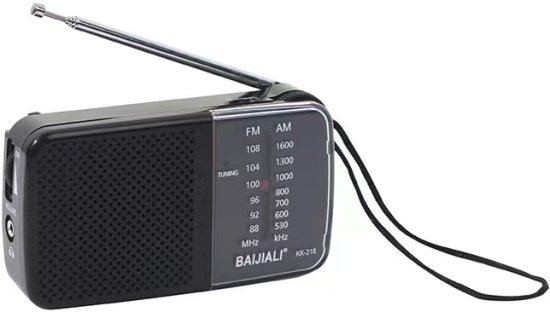 רדיו נייד טרנזיסטור AM/FM אנלוגי קומפקטי דגם KK218 מבית BAIJIALI - צבע שחור – תמונה 2