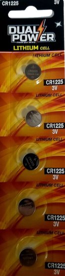 5 סוללות CR1225 3V דגם Lithium Cell מבית Dual Power