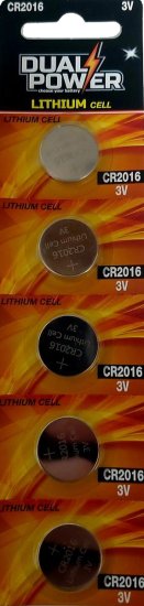 5 סוללות CR2016 3V דגם Lithium Cell מבית Dual Power