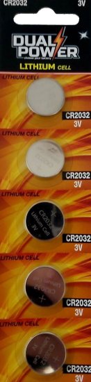 5 סוללות CR2032 3V דגם Lithium Cell מבית Dual Power